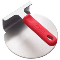 Stainless Steel Smashed Burger Press with Red Silicone Sleeve